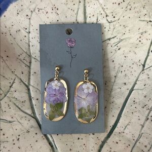 Elegant Gold and Purple Floral Earrings